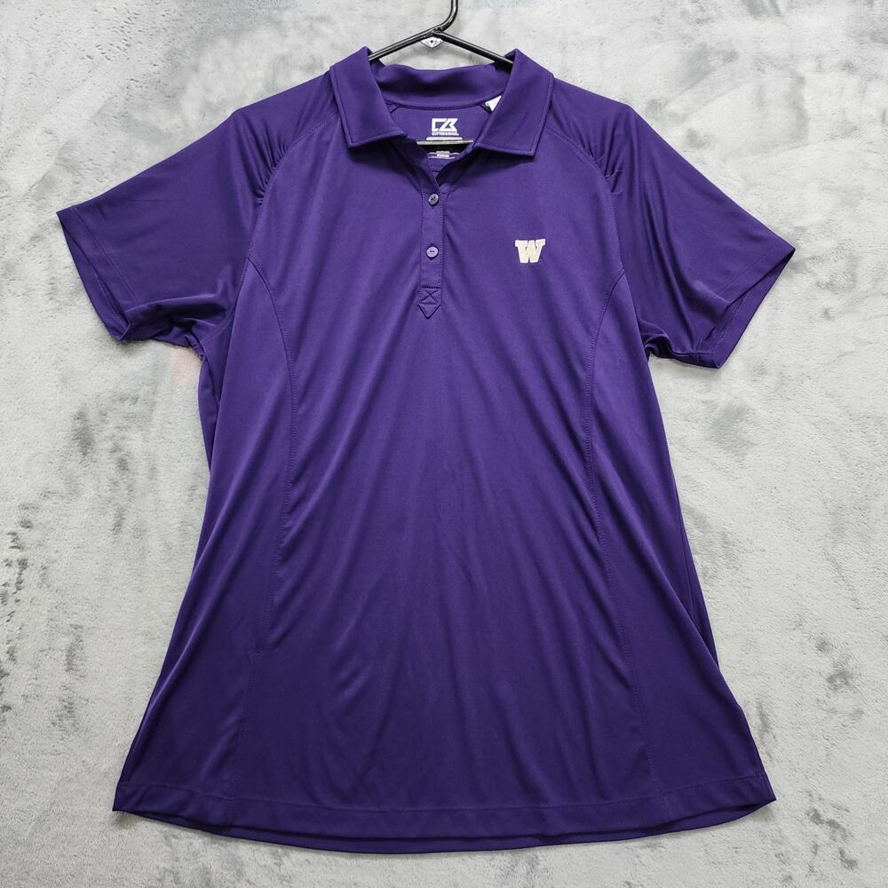Cutter & Buck Top Womens XL Purple Washington Huskies CB DryTec Stretch Polo